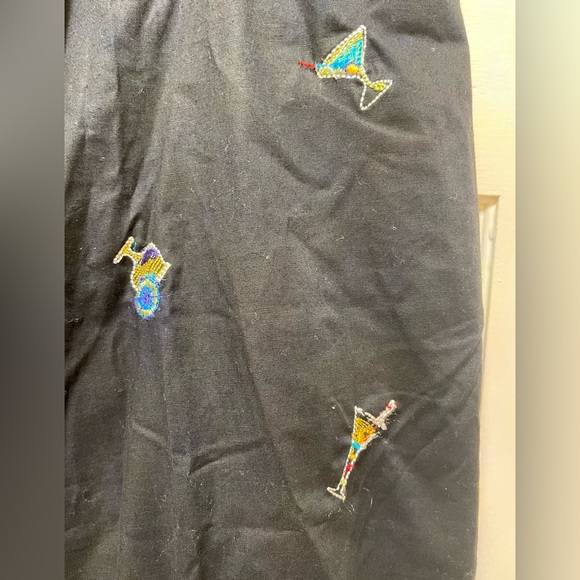 🥂Black Pants with Colorful Cocktail Glass Embroidery🤩 - Picture 3 of 11